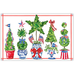 Handpainted Patriotic Topiary Paper Placemat Pack