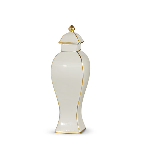 Tall White Ginger Jar (Gold Accents)