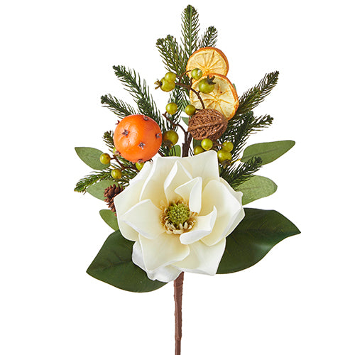 Mixed Greenery Citrus and Magnolia Pick