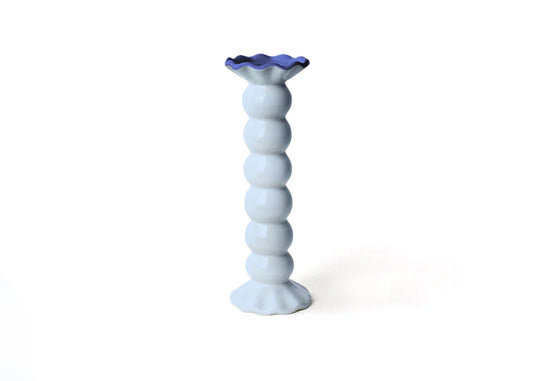 Smoke Large Ruffle Knobbed Candle Holder