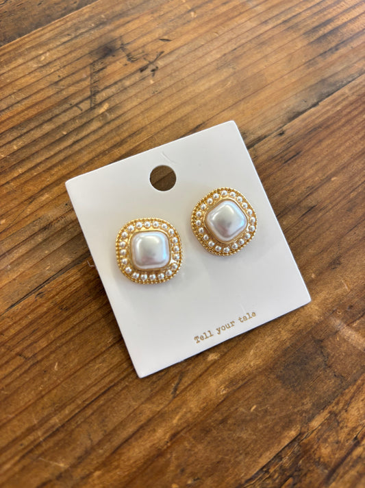Pearl Square Earrings