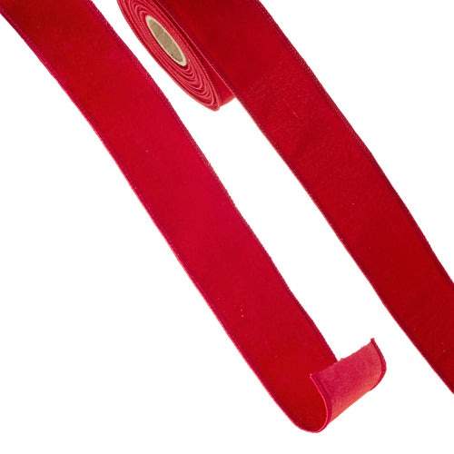 Red Wired Velvet Ribbon 2"