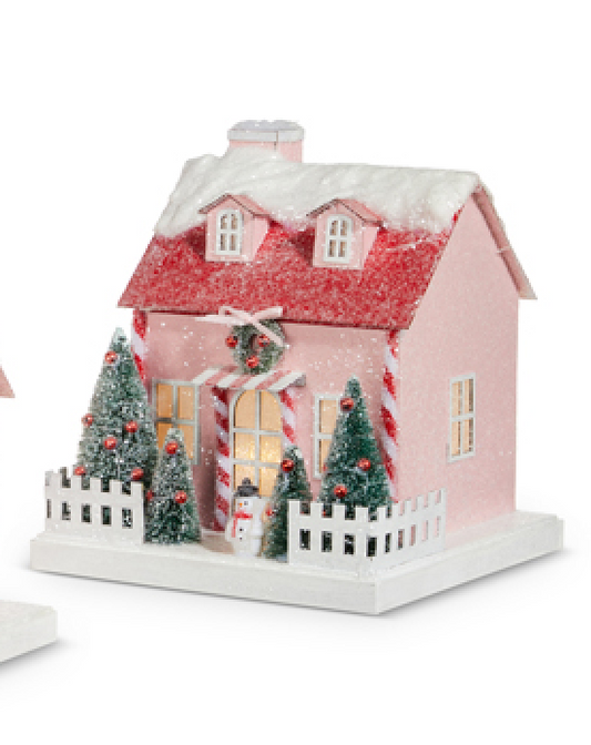 Lighted Pink Paper House