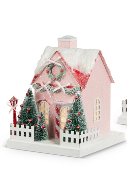 Lighted Pink Paper House