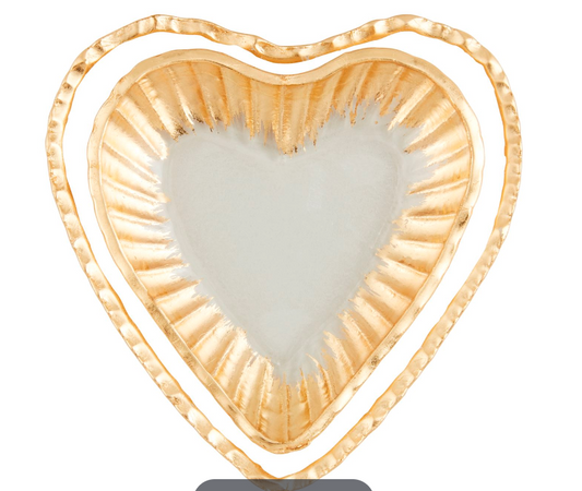 Glass Heart Tidbit Tray Set