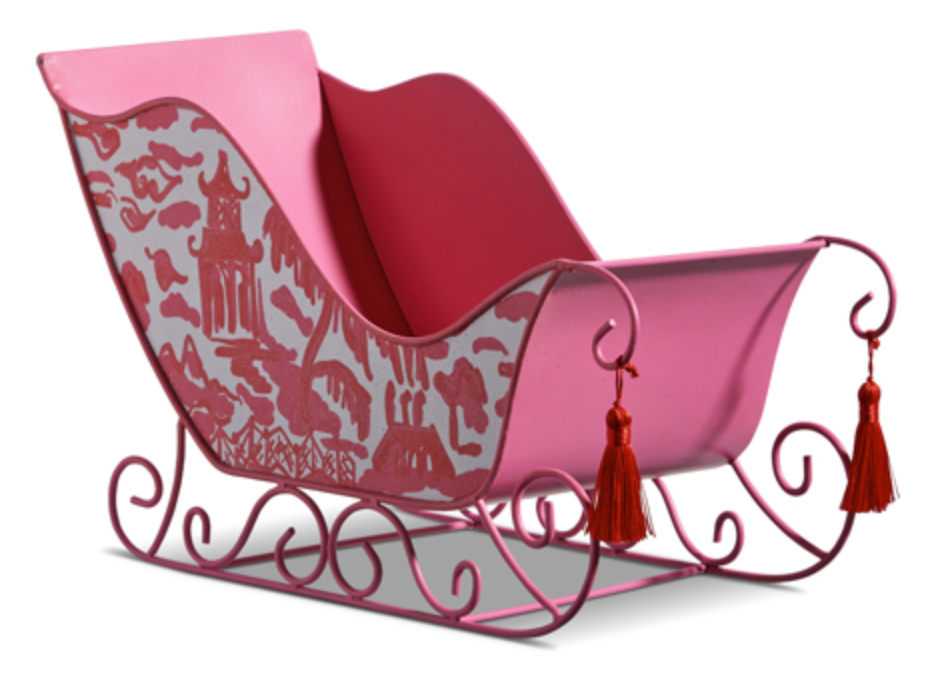 15" PINK CHINOISERIE SLEIGH