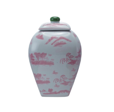 Stoneware Ginger Jar w/ Pink