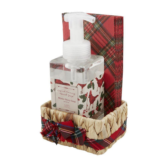 Tartan Soap and Guest Towel Basket Sets