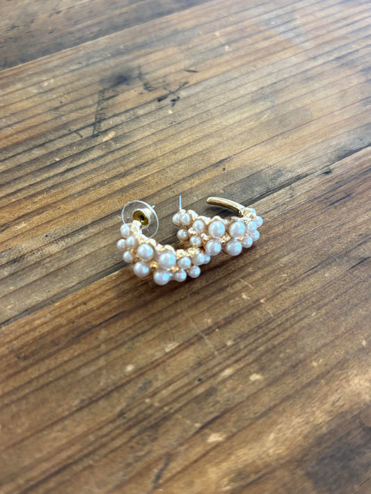 Small Pearl Dot Hoops