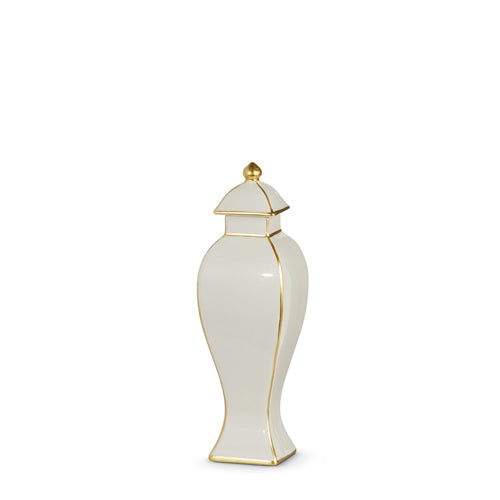 White Ginger Jar (Gold Accents)