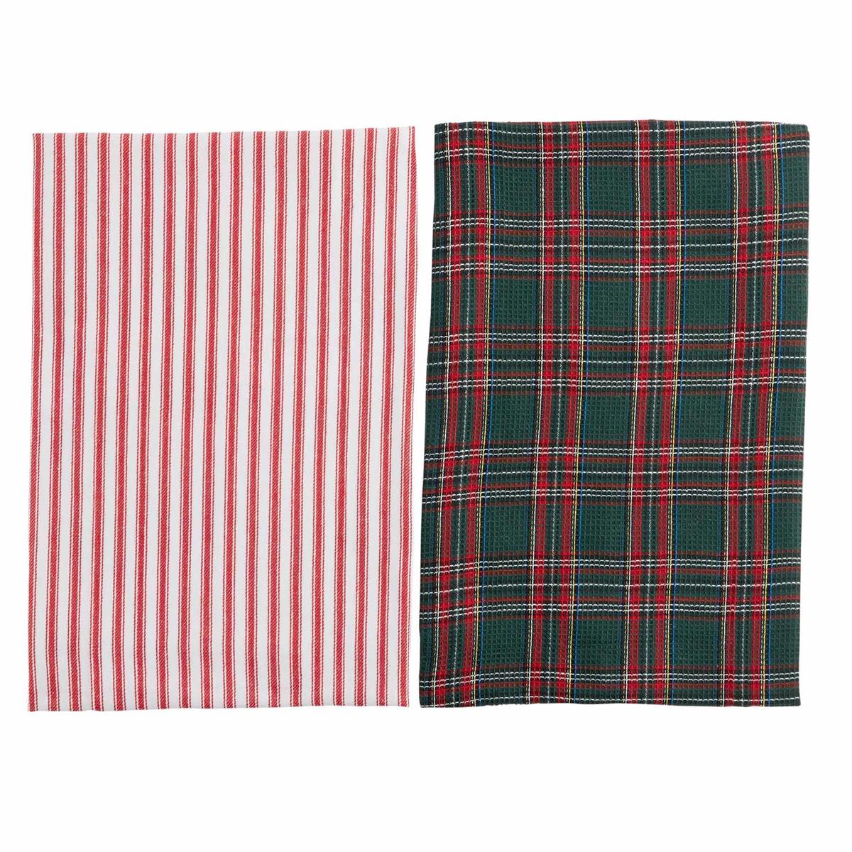 Tartan and Waffle Dish Towel Set