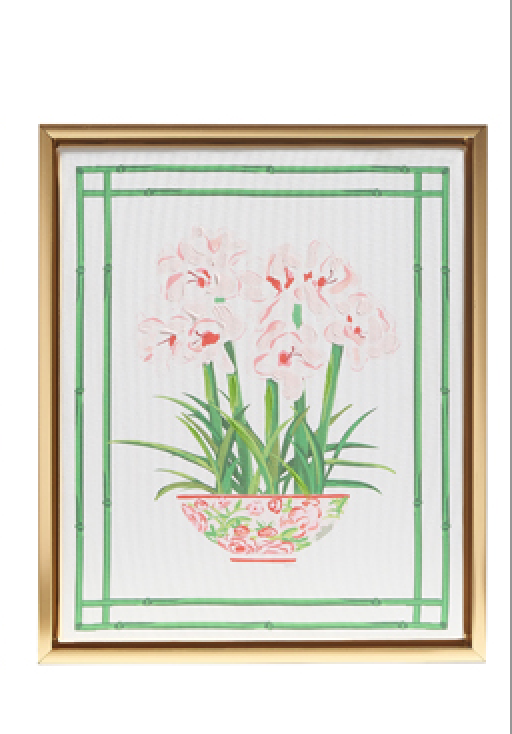 Amaryllis in Chinoiserie Framed Wall Art