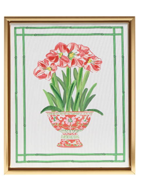 Amaryllis in Chinoiserie Framed Wall Art