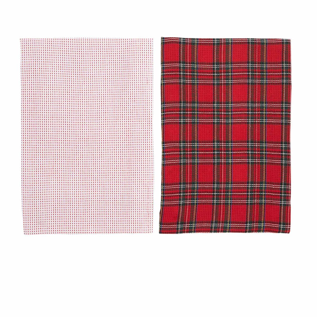 Tartan and Waffle Dish Towel Set