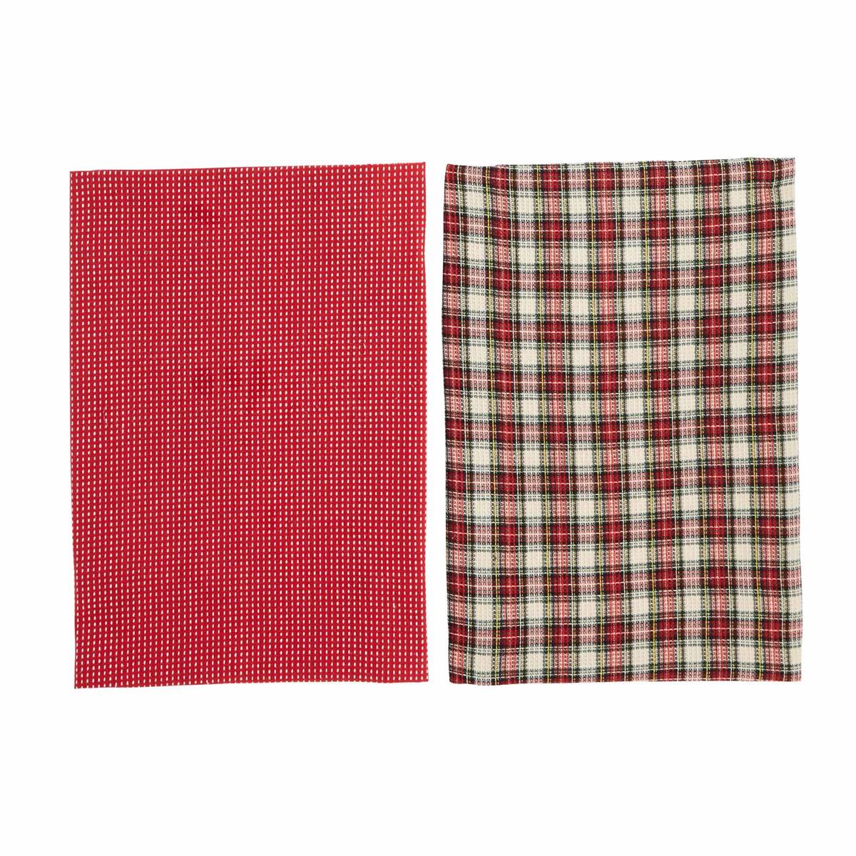 Tartan and Waffle Dish Towel Set